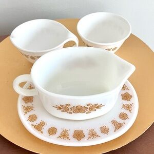 4 pieces Vintage Corelle Pyrex Butterfly Gold Serving Set